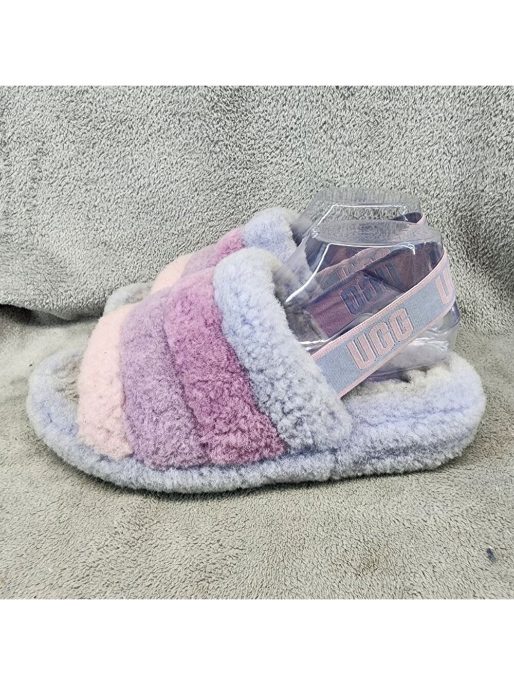 UGG Shoes Womens 9 Light Purple Shearling Fluff Yeah Slipper Slide *Read*